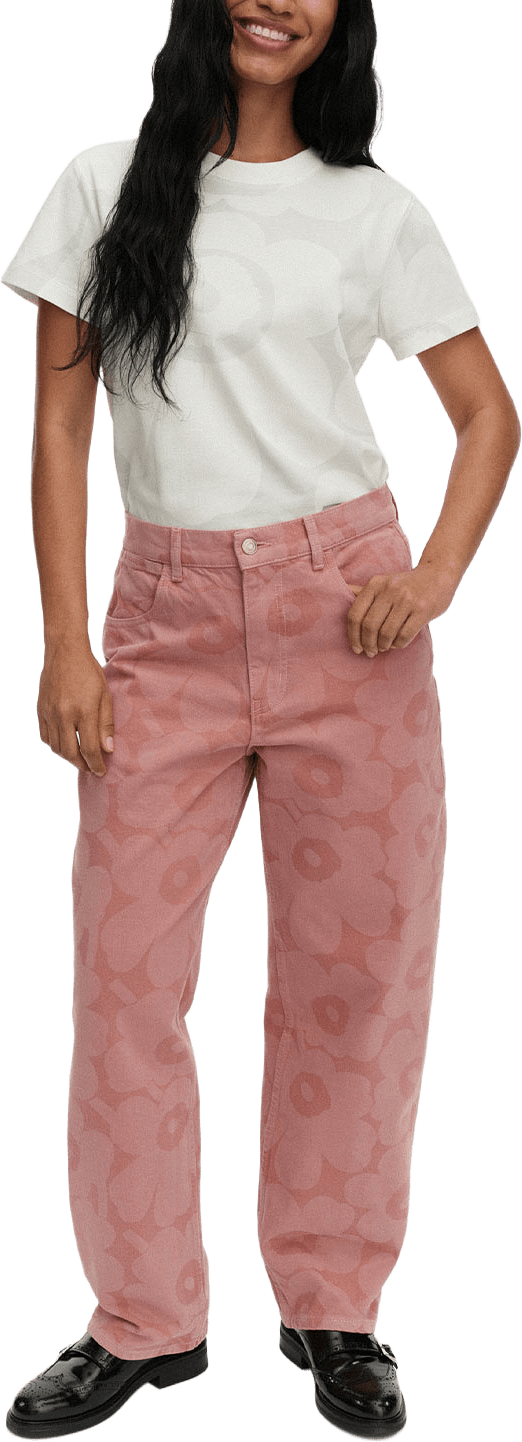 Maridenim Barrel Unikko Jeans, från Marimekko, i färgen Pink, Light Pink.