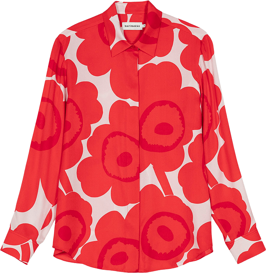 Maija Unikko Shirt, från Marimekko, i färgen Red, Light Pink.