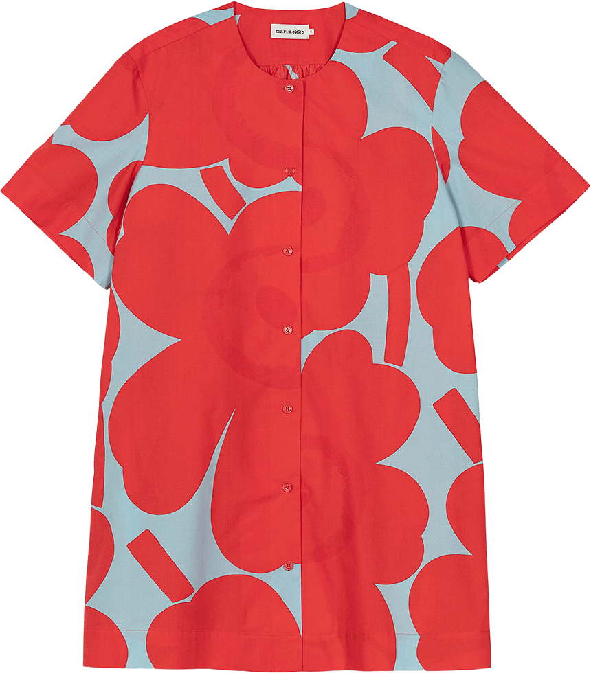 Taitavuus Unikko Dress, från Marimekko, i färgen Red, Light Blue.