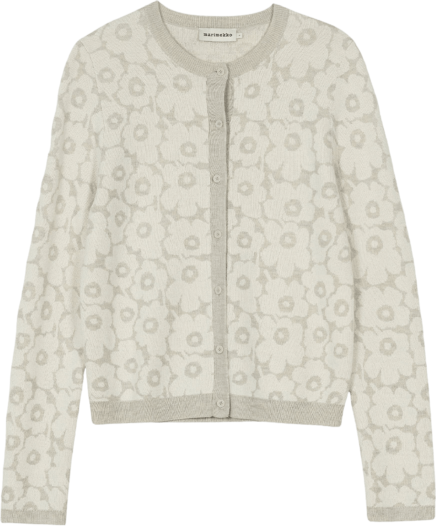 Arvaus Unikko Knit cardigan, från Marimekko, i färgen Off-white, Light Grey.