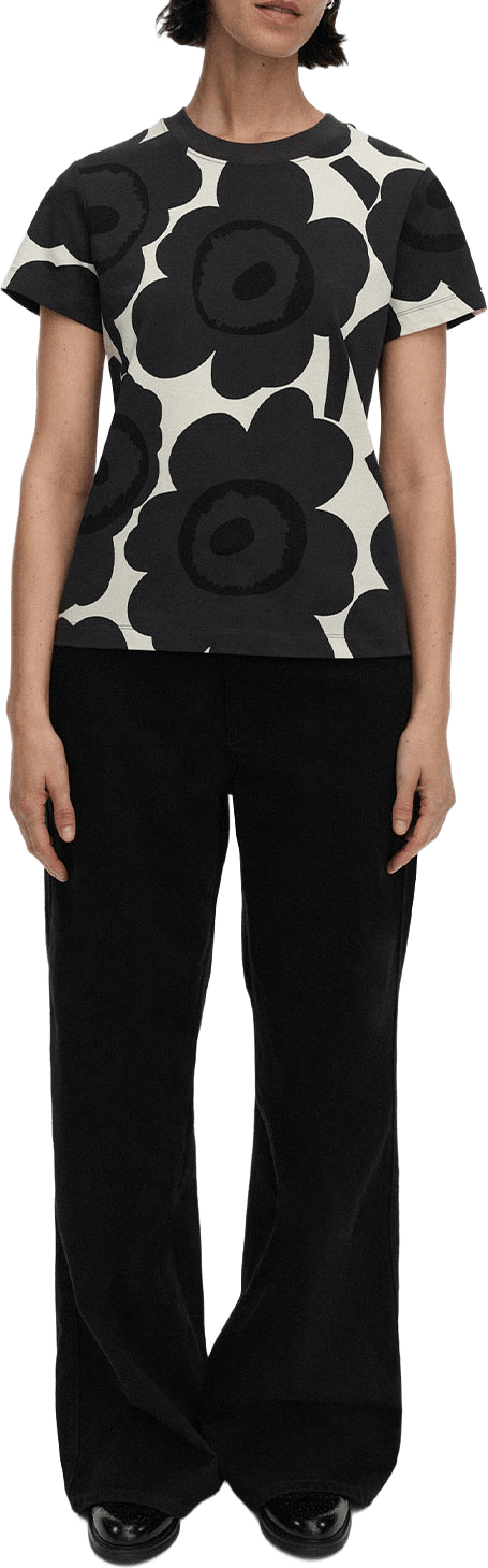 Heleys Unikko T-shirt, från Marimekko, i färgen Off-white, Dark Grey, Black.