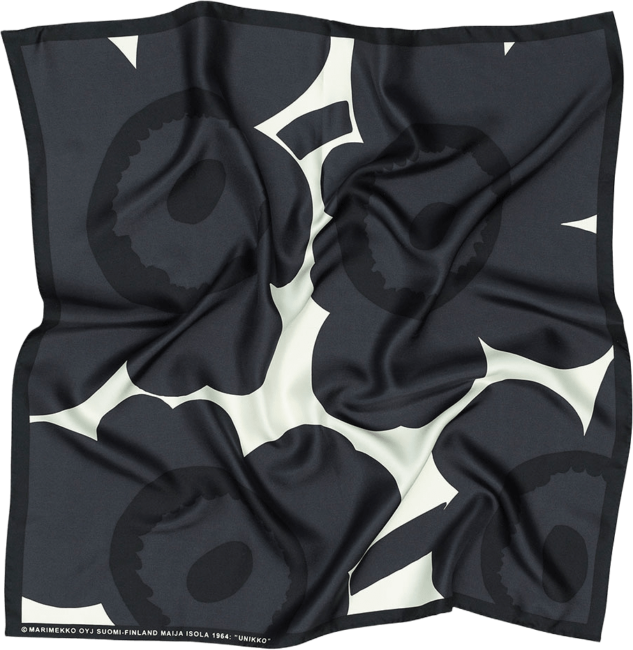 Lauhtua Unikko Scarf, från Marimekko, i färgen Dark Grey, Off-white.