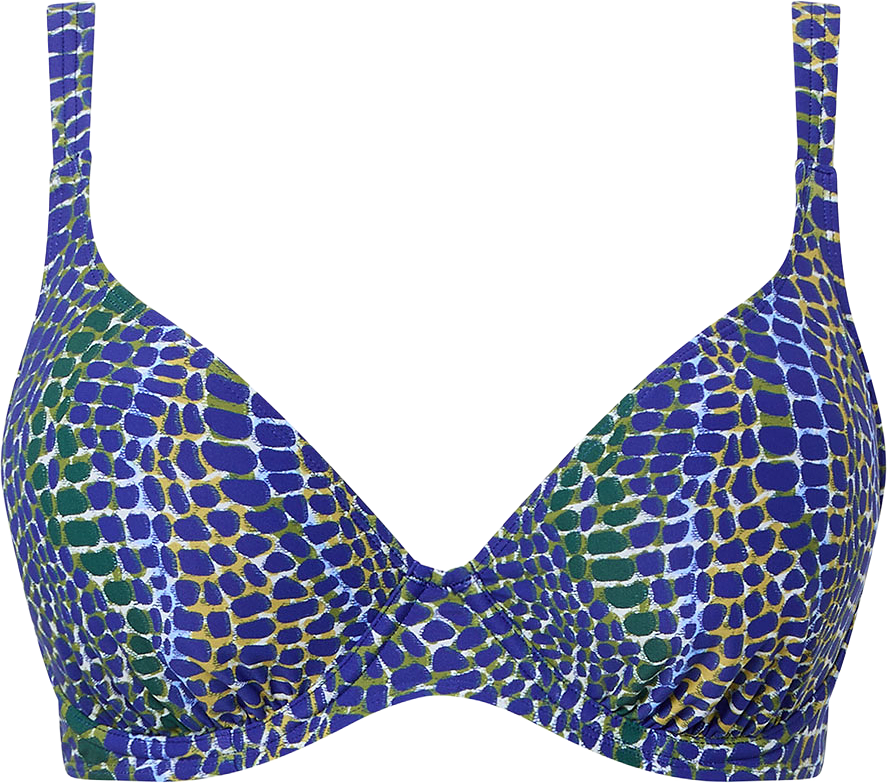 Taula Plunge t-shirt bra, från FEMILET, i färgen Blue Snake.