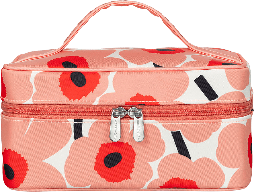 Mini Unikko Tuttu Cosmetic Bag, från Marimekko, i färgen Offwhite,coral,or.red,charcoal.
