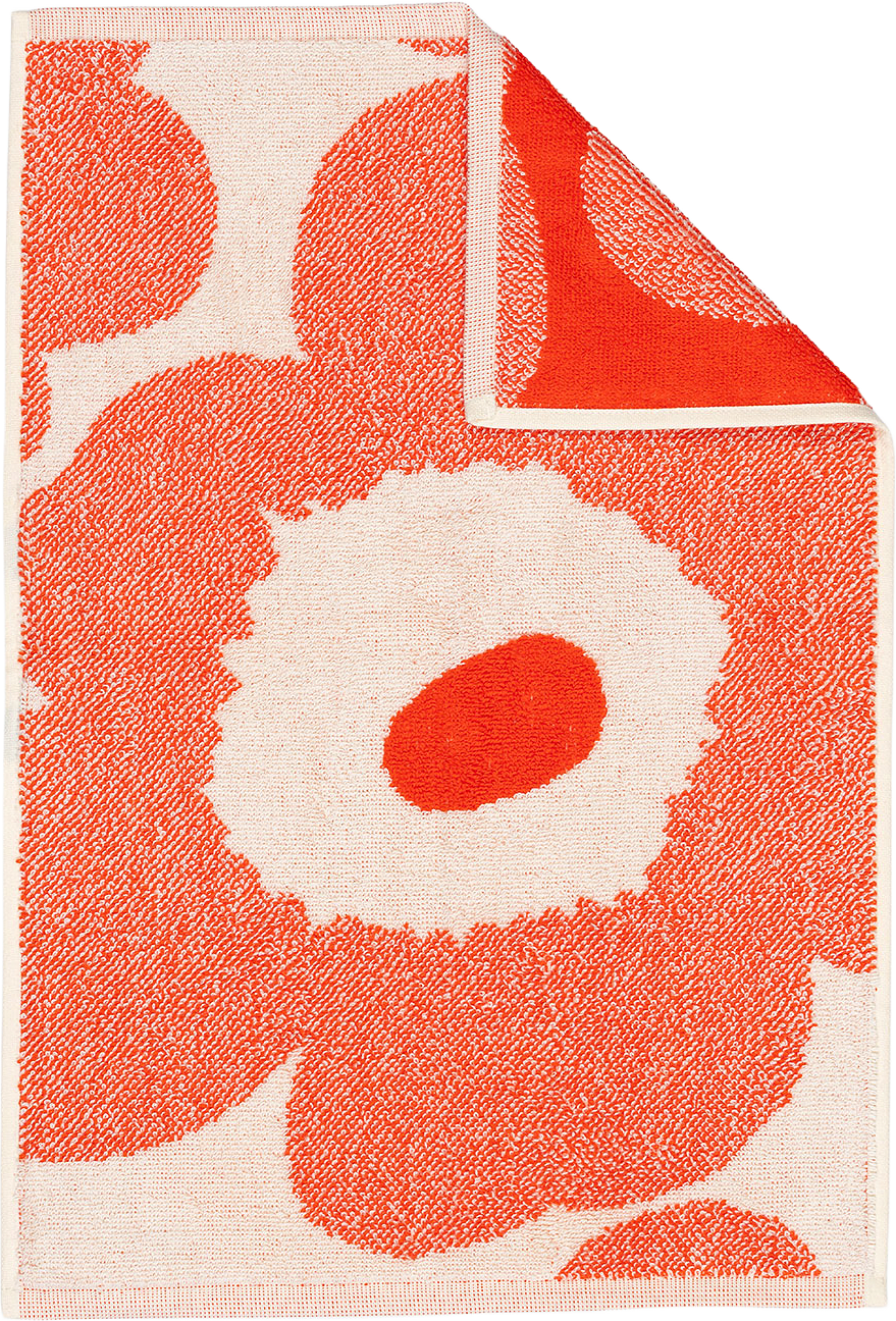 Unikko Guest Towel 32x50 Cm, från Marimekko, i färgen Off White, Orange Red.