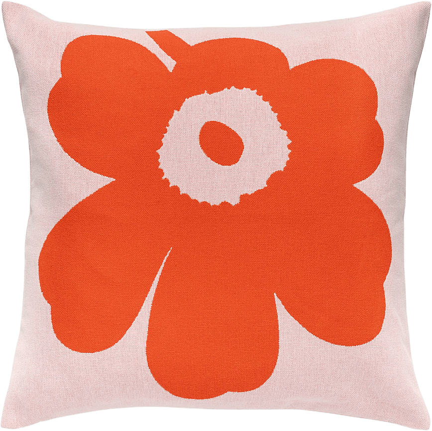 Unikko Cushion Cover 50x50cm, från Marimekko, i färgen Pink, Orange Red.