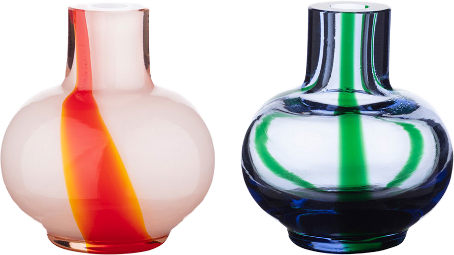 Mini Vase Set 2pcs, från Marimekko, i färgen Lt.blue, Dk.green, Red, White.