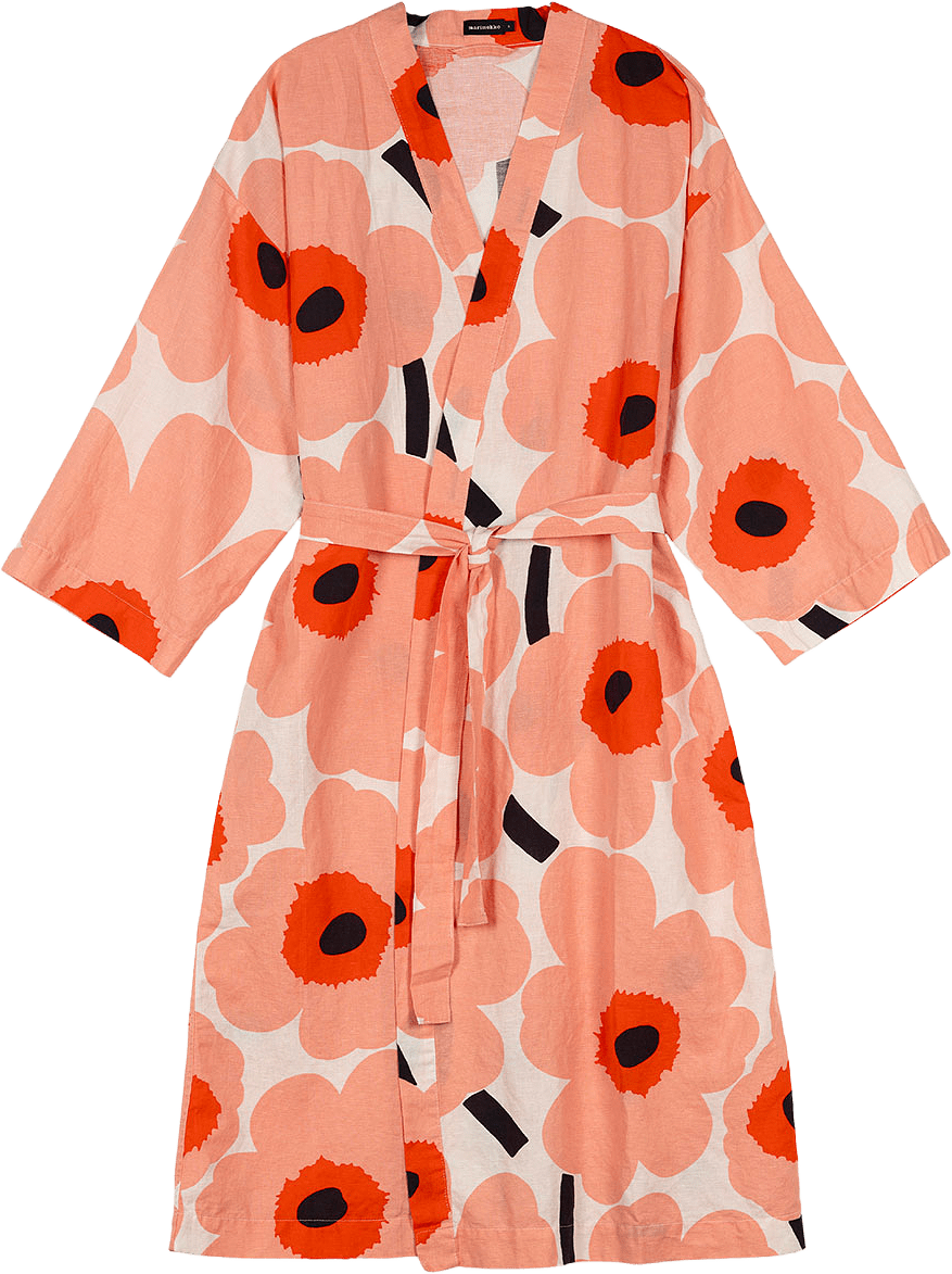 Unikko Home Robe, från Marimekko, i färgen Off White,coral,or.red,charc.