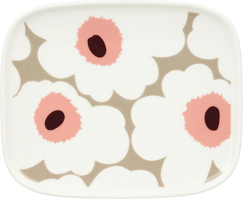 Unikko Plate 12x15cm, från Marimekko, i färgen White, Clay, Powder, Dark Wine.