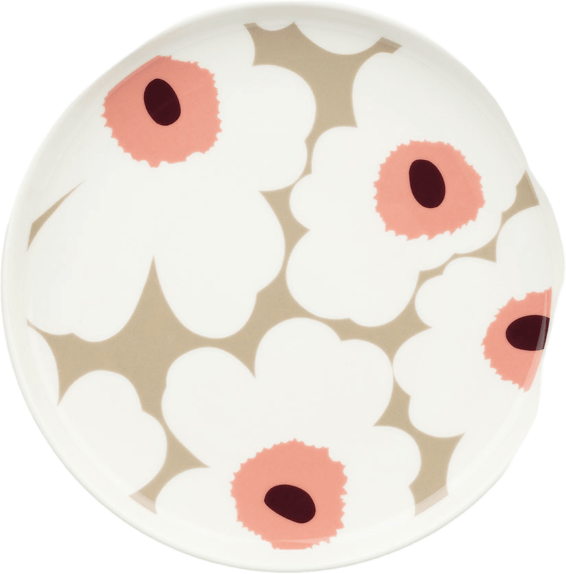 Unikko Plate 20cm, från Marimekko, i färgen White, Clay, Powder, Dark Wine.
