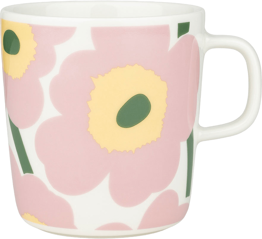 Unikko Mug 4dl, från Marimekko, i färgen White, Pink, Lt.yellow, Green.