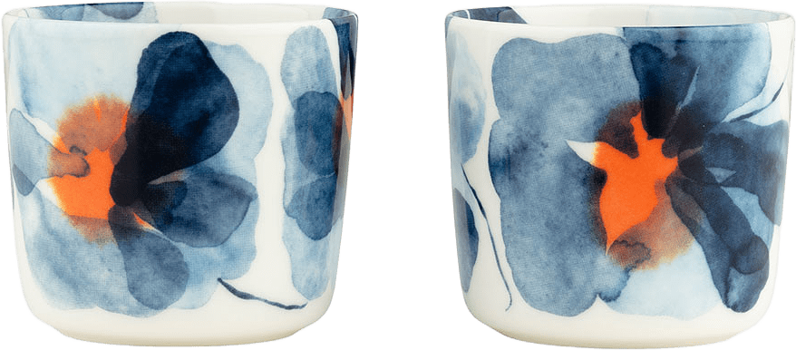 Valssi Cup W/O Handle 2dl 2kpl, från Marimekko, i färgen White, Blue, Orange.