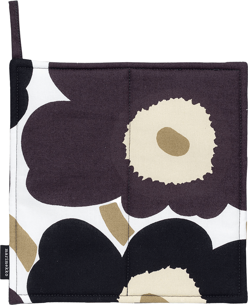 Pieni Unikko Pot Holder, från Marimekko, i färgen White, Dark Grey, Beige.