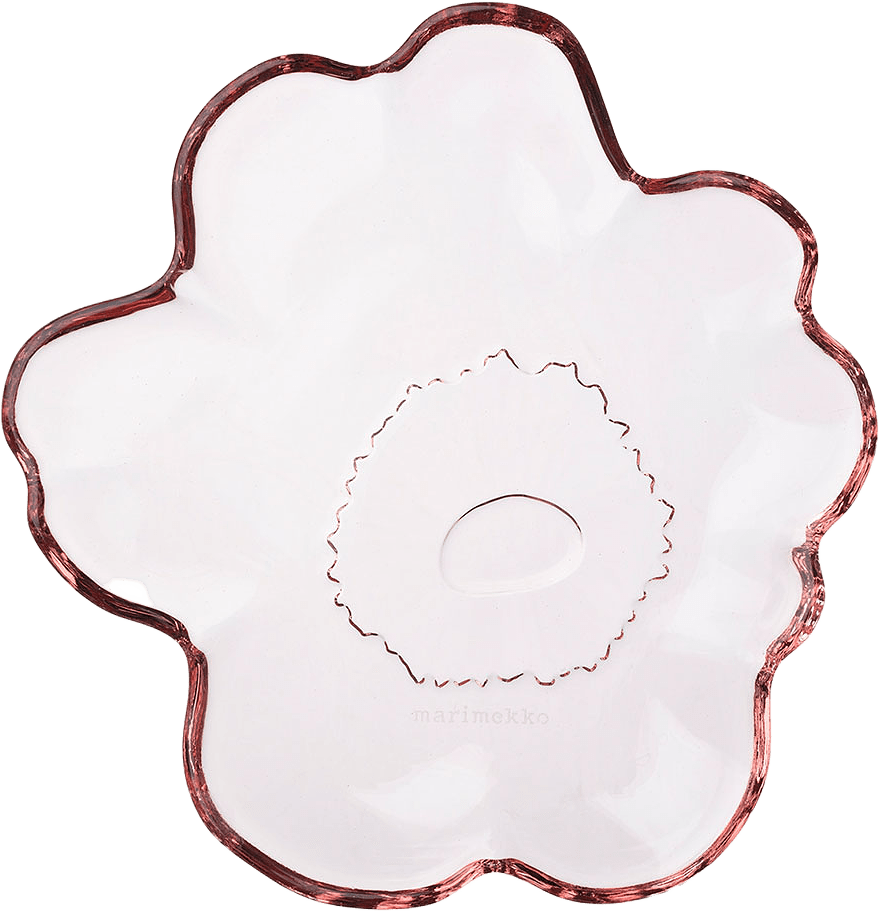 Unikko Glass Plate 13cm, från Marimekko, i färgen Pink.