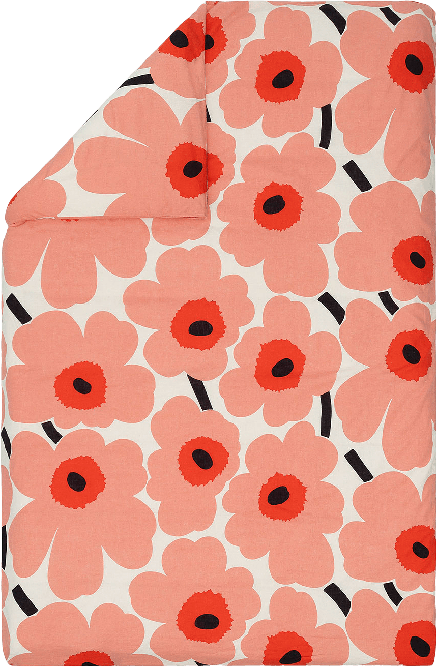 Unikko Dc 150x210cm, från Marimekko, i färgen Off White,coral,o.red,charcoal.