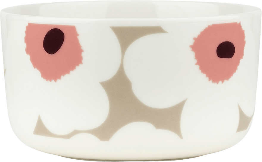 Unikko Bowl 5dl, från Marimekko, i färgen White, Clay, Powder, Dark Wine.