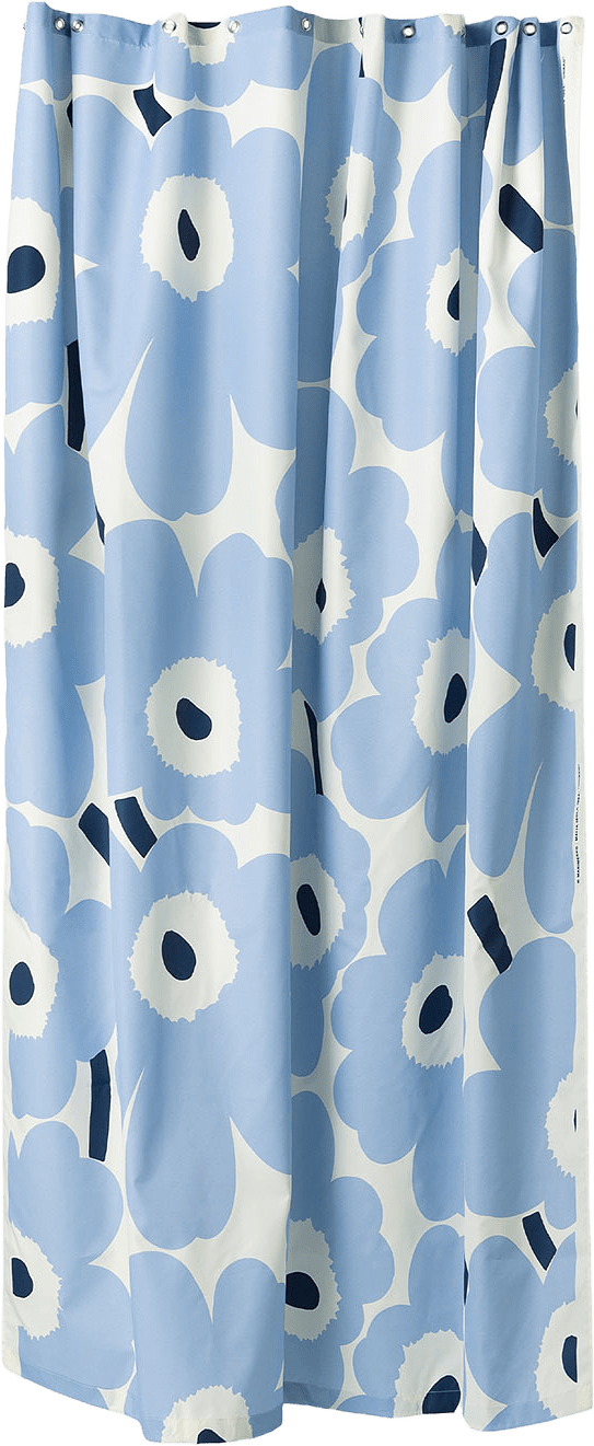 Unikko Shower Curtain 180x200, från Marimekko, i färgen Off White, Lt.blue, Navy.