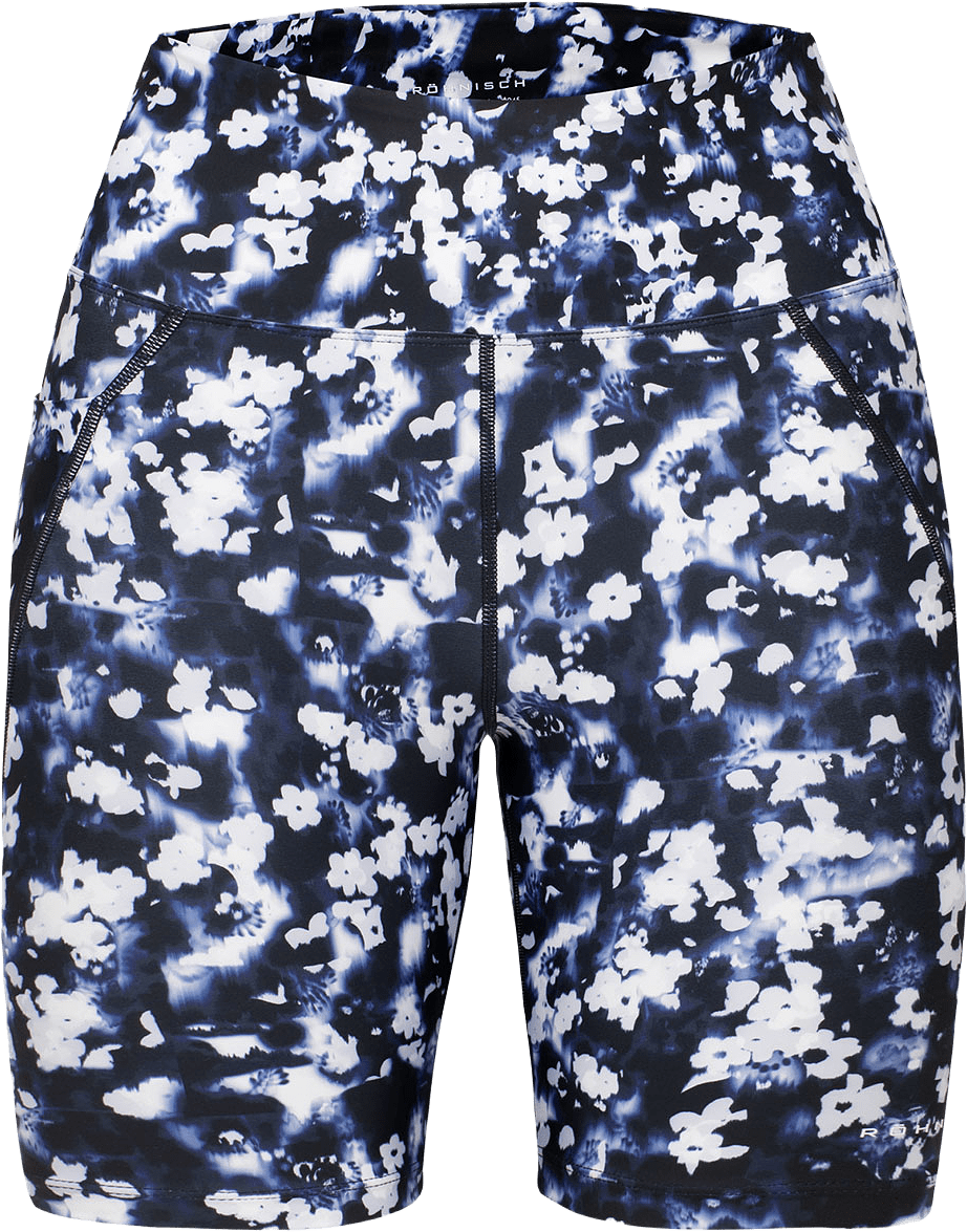 Flattering Printed Bike Tights, från Röhnisch, i färgen Indigo Bloom.