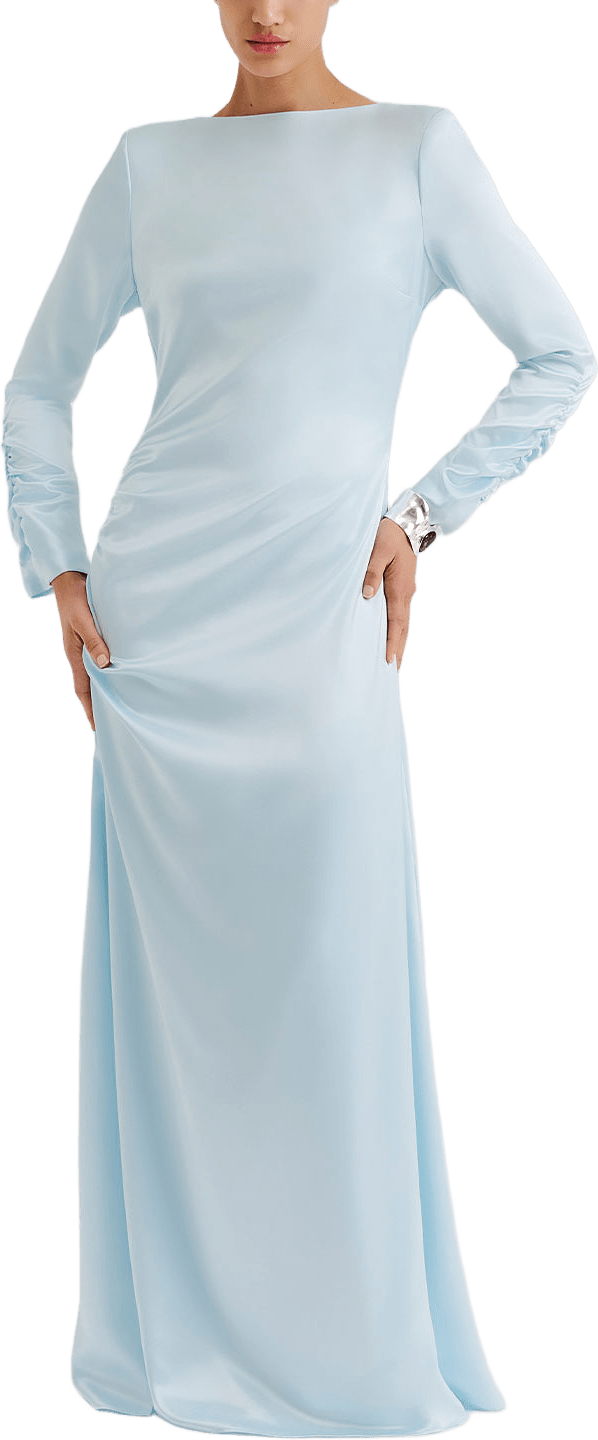Luisa Ruched Maxi Dress Maxi, från Malina, i färgen Icy Blue.