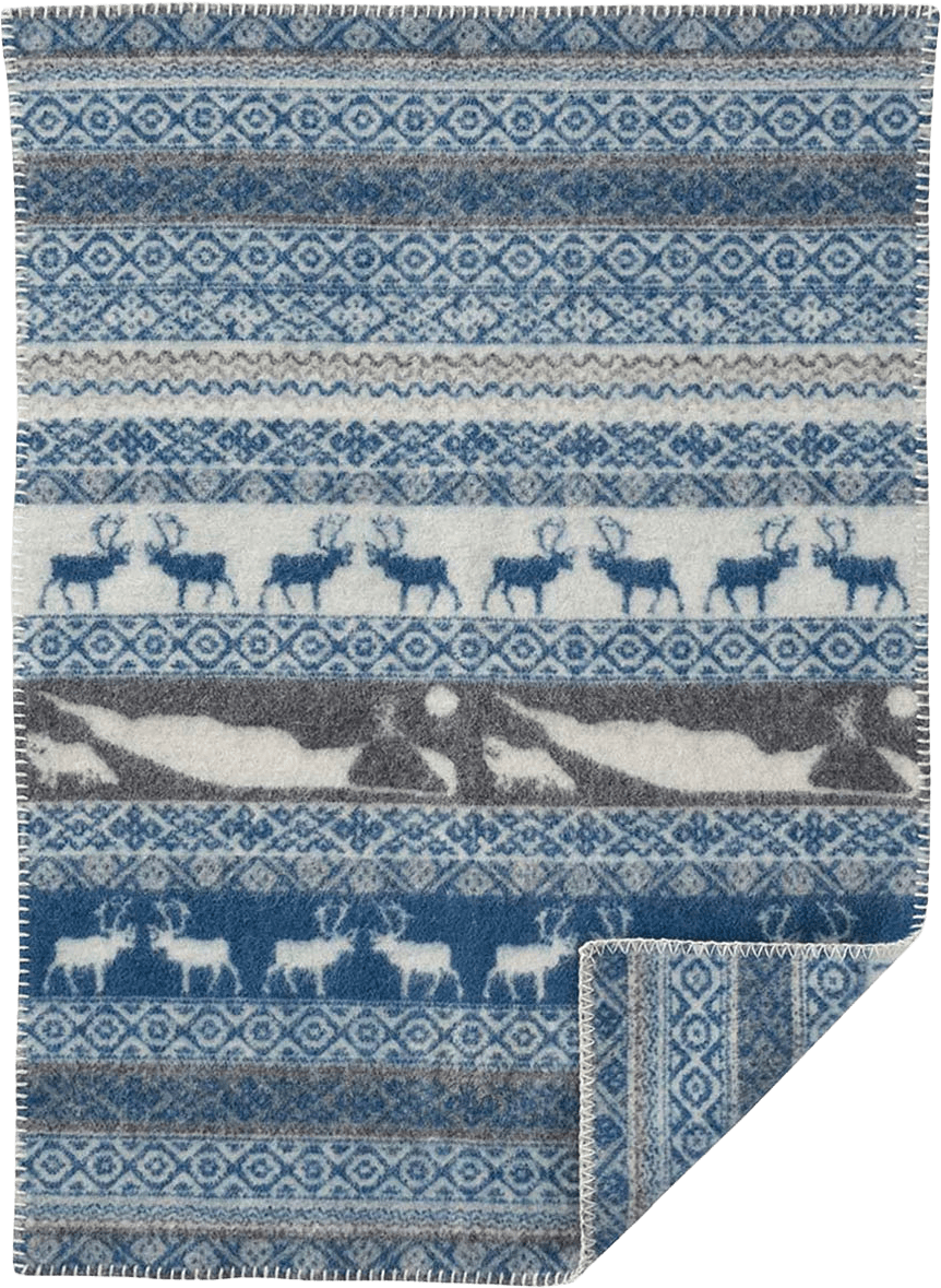 Ullfilt Sarek Baby 65x90 cm, från Klippan, i färgen Grey/Blue.