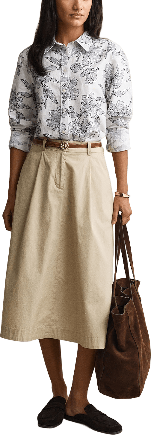 Floral Linen Shirt, från GANT, i färgen Evening Blue.