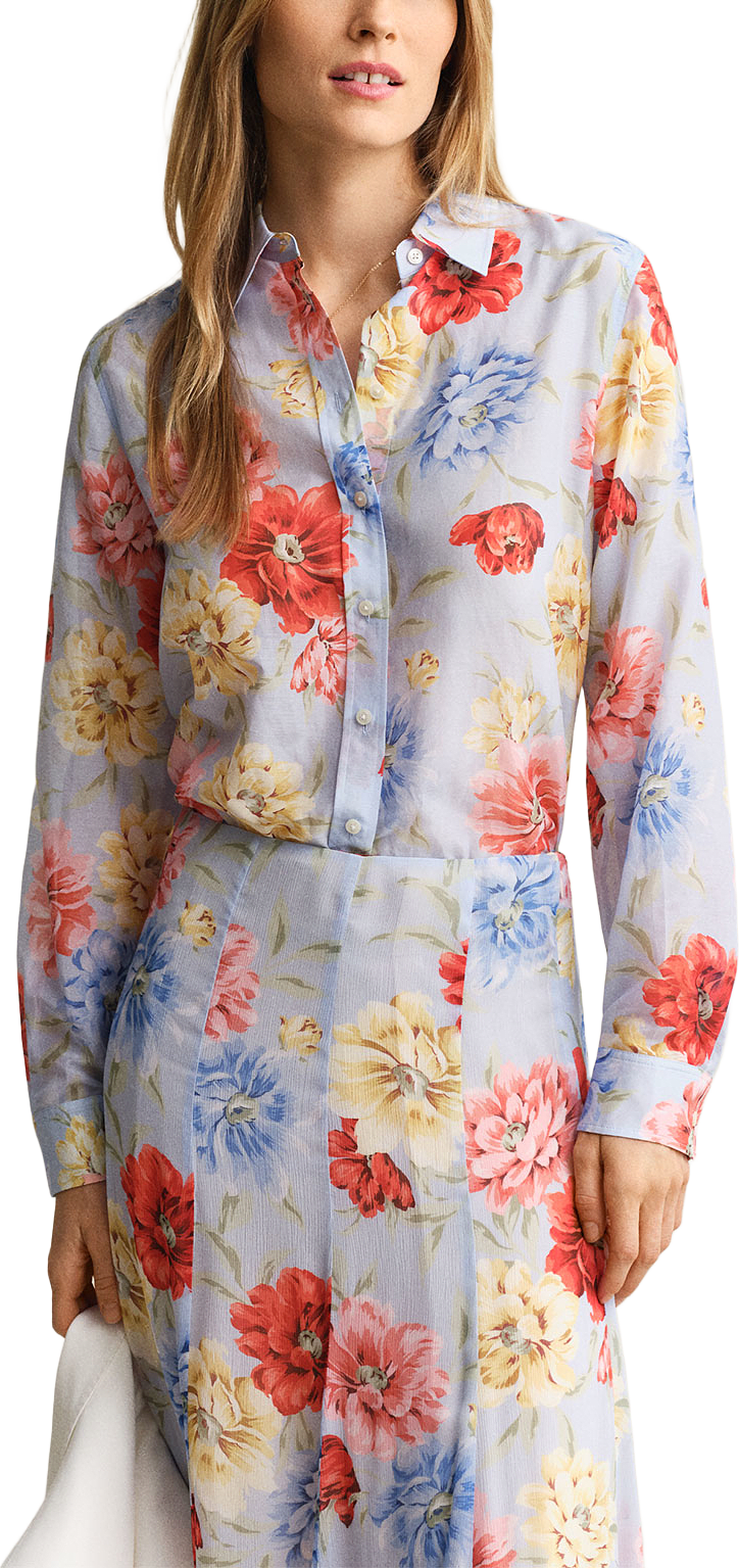Floral Cotton Silk Shirt, från GANT, i färgen Light Blue.