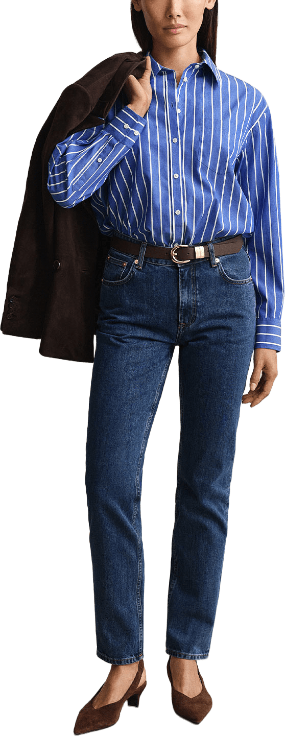 Relaxed Fit Classic Striped Poplin Shirt, från GANT, i färgen Royal Blue.