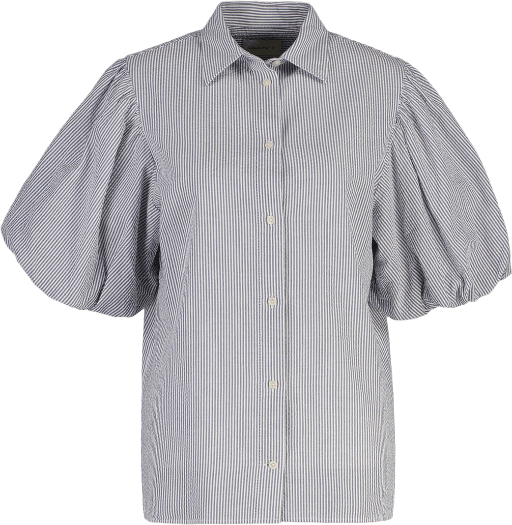 Seersucker Puff Sleeve Blouse, från GANT, i färgen Evening Blue.