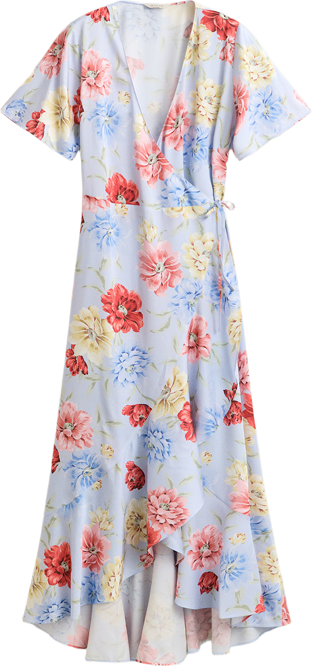 Floral Frilly Wrap Dress, från GANT, i färgen Light Blue.