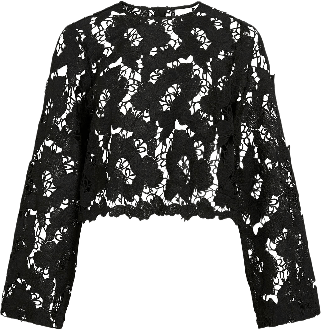 VIHYLDE L/S LACE SHIRT, från Vila, i färgen Black.