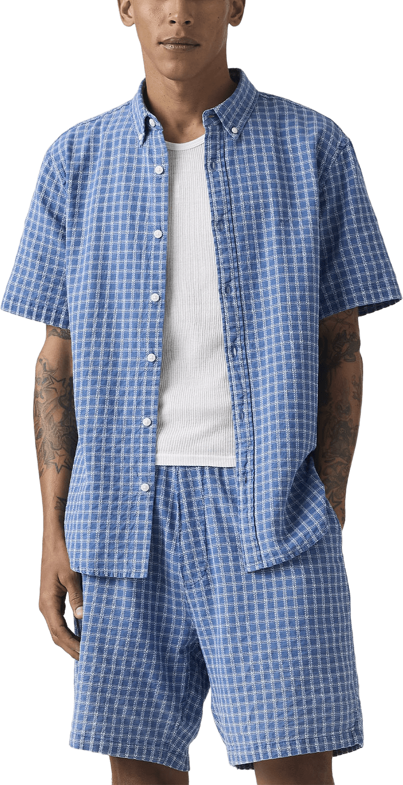 Short Sleeve Authentic Button-Down Shirt, från Levi's, i färgen Med Indigo - Flat Finish.