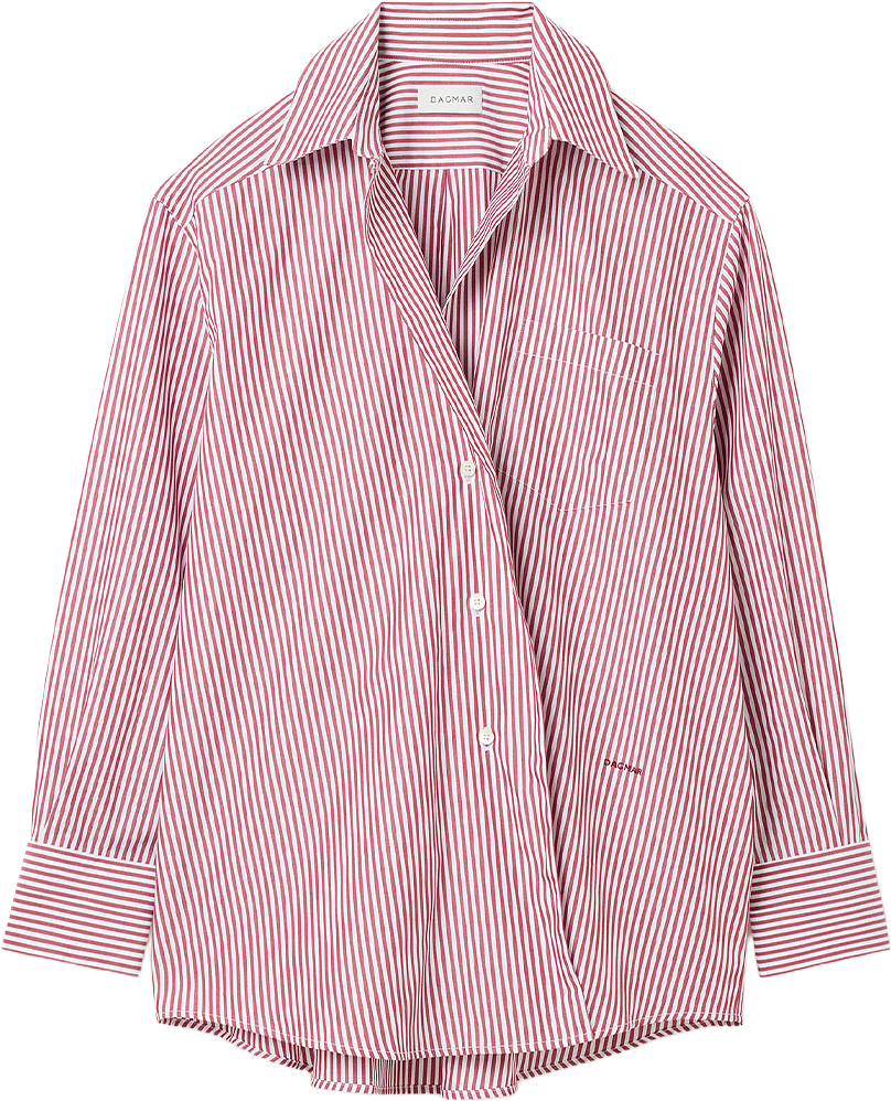 ASYMMETRIC SHIRT, från Dagmar, i färgen Red Stripe.