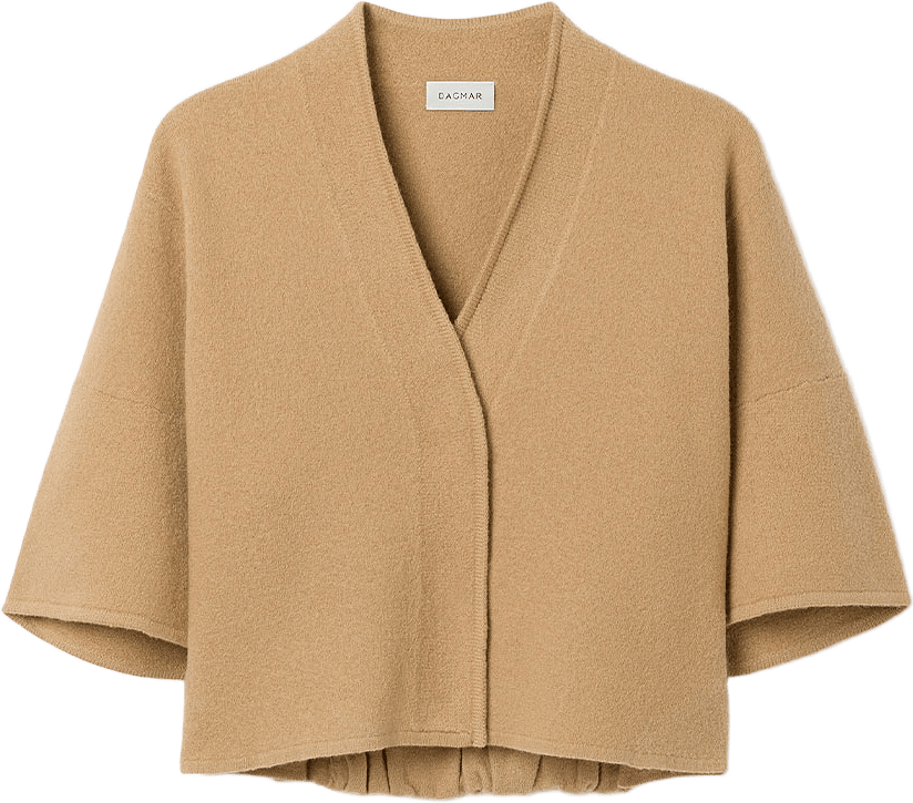 Short Wool Cardigan, från Dagmar, i färgen Camel.