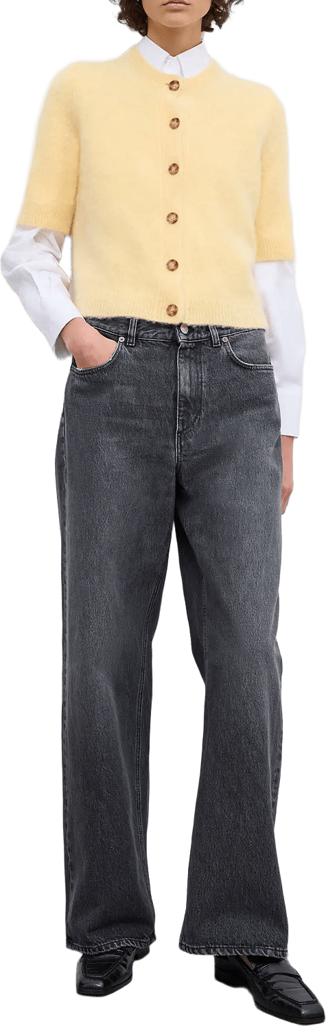 BRUSHED CARDIGAN TOP, från Dagmar, i färgen Pale Yellow.