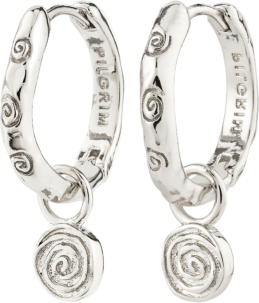 FIRE hoop earrings silver-plated, från Pilgrim, i färgen Silver Plated.