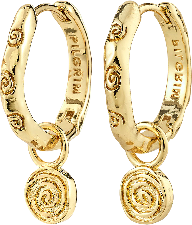 FIRE hoop earrings gold-plated, från Pilgrim, i färgen Gold Plated.
