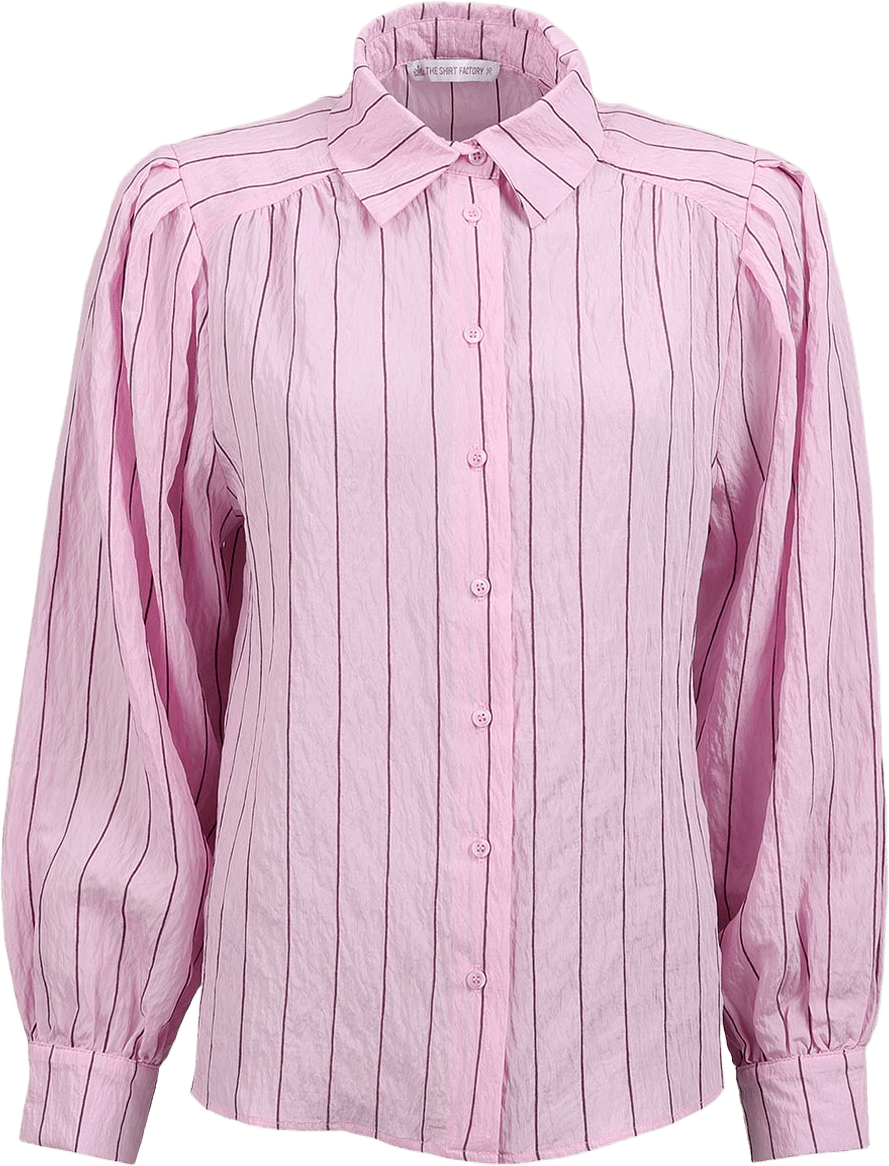Skjorta Juliette Merlot Stripe, från The Shirt Factory, i färgen Pink.