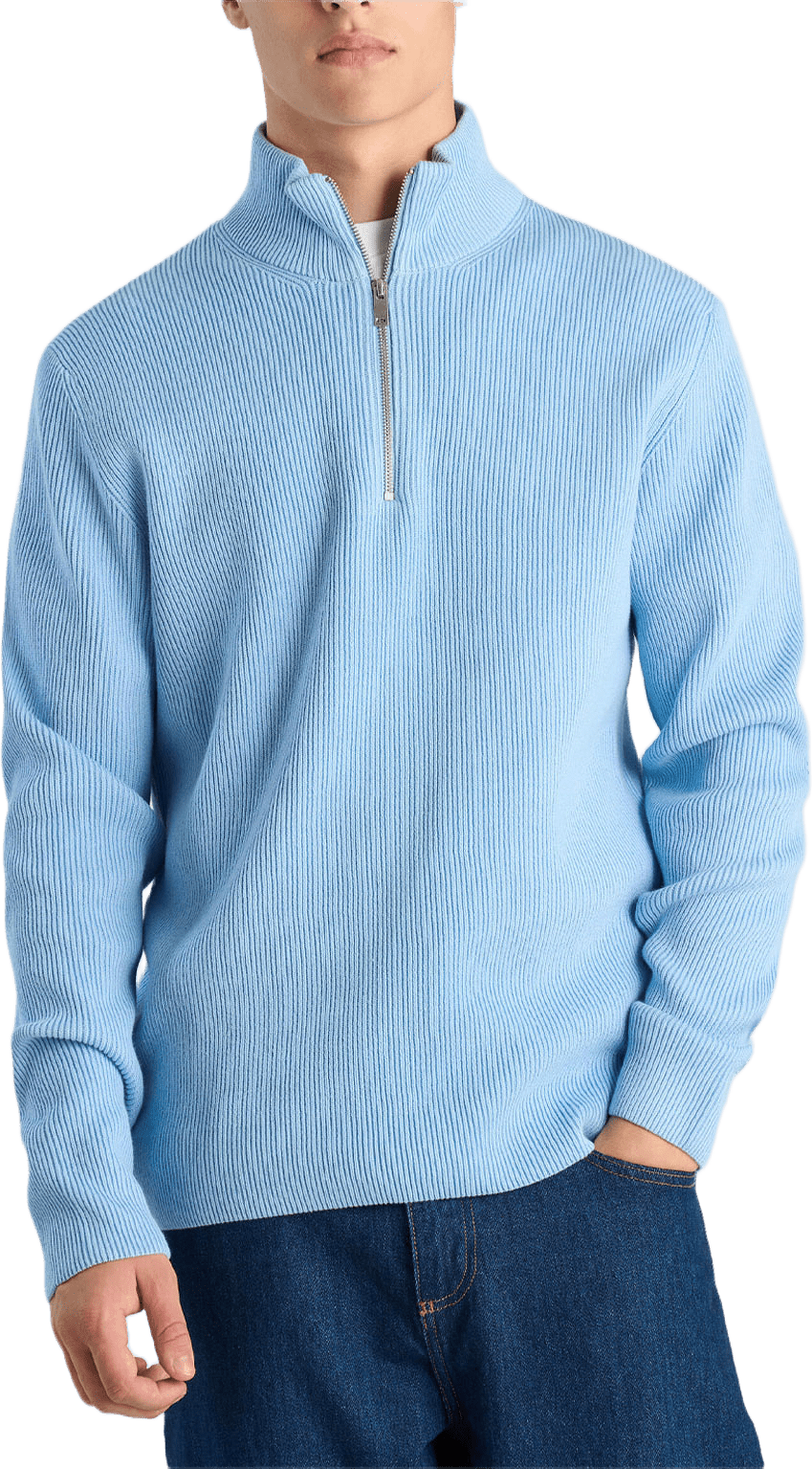 Half Zip Rib Knit, från Lindbergh, i färgen Soft Blue.