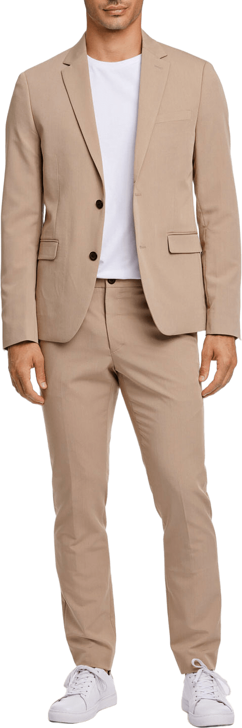 Fine twill stretch Suit, från Lindbergh, i färgen Sand.