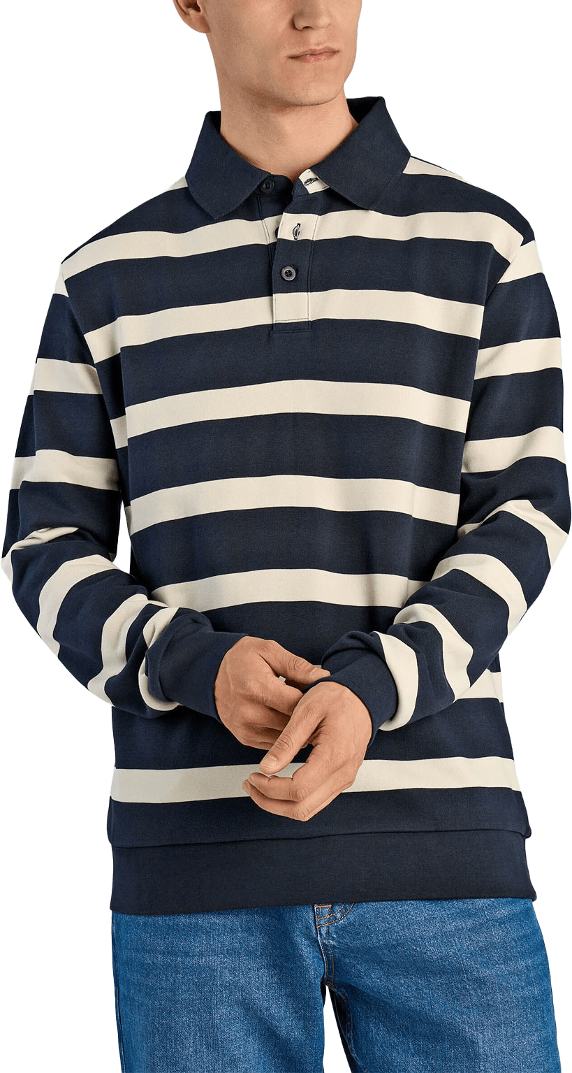 Striped polo Sweatshirt, från Lindbergh, i färgen Navy.