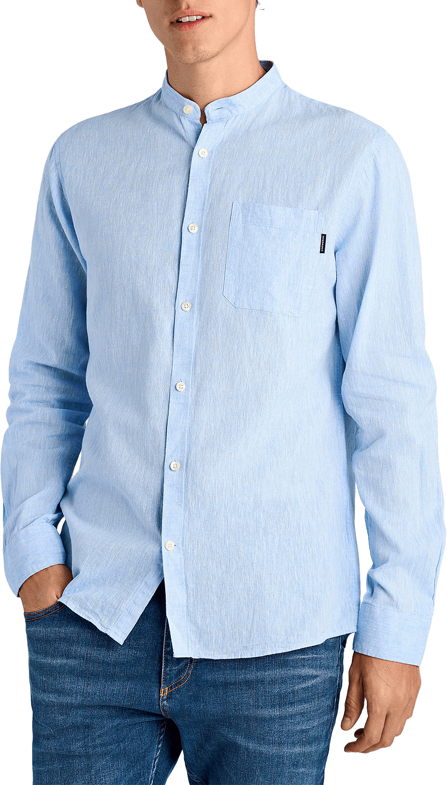 Lindbergh Cotton/linen Shirt L/S, från Lindbergh, i färgen Sky Blue.
