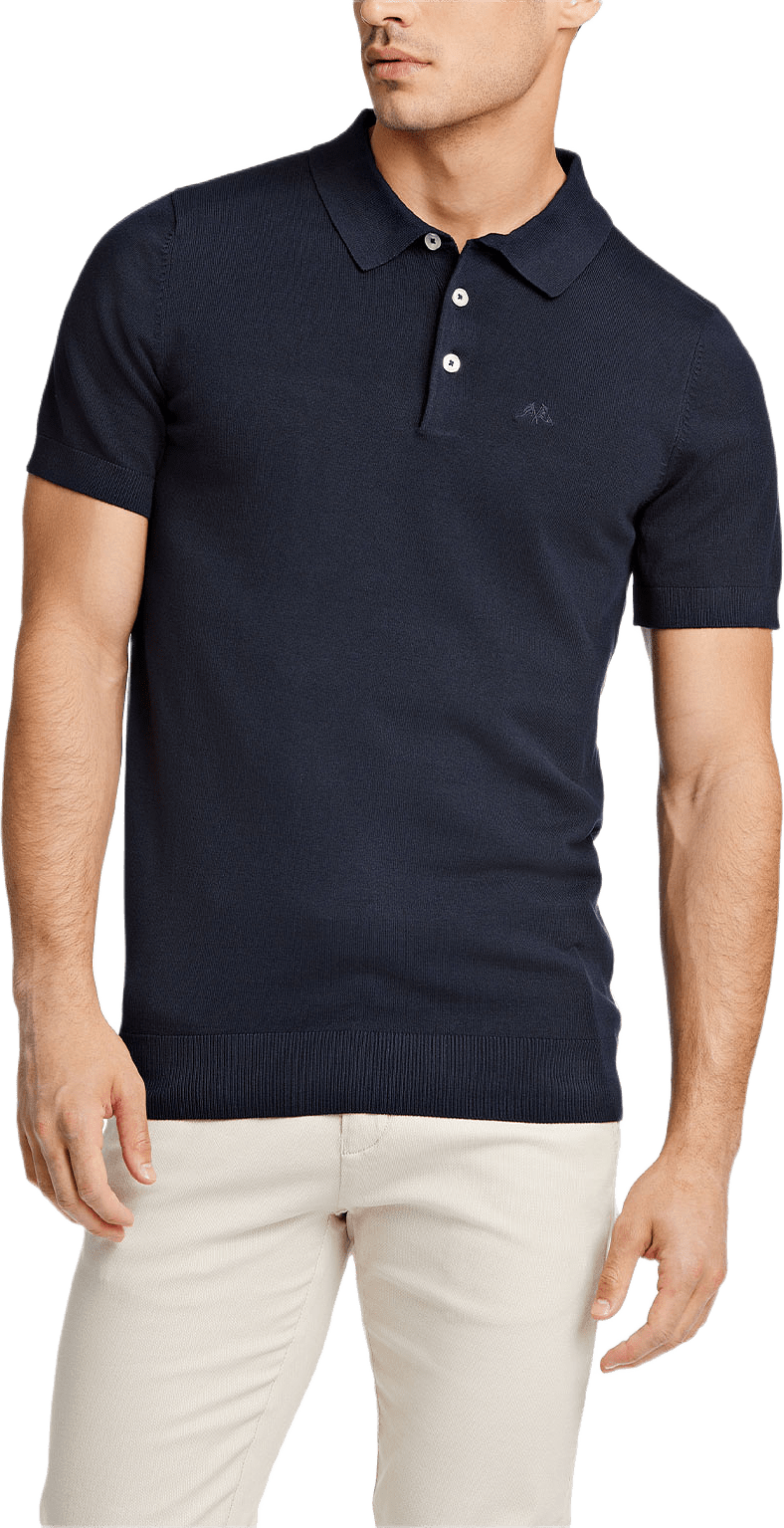 Ecovero S/S polo Knit, från Lindbergh, i färgen Navy.