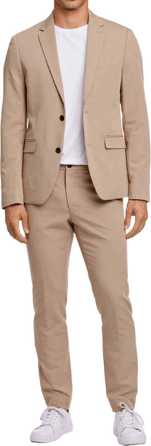 Fine twill stretch Suit, från Lindbergh, i färgen Sand.
