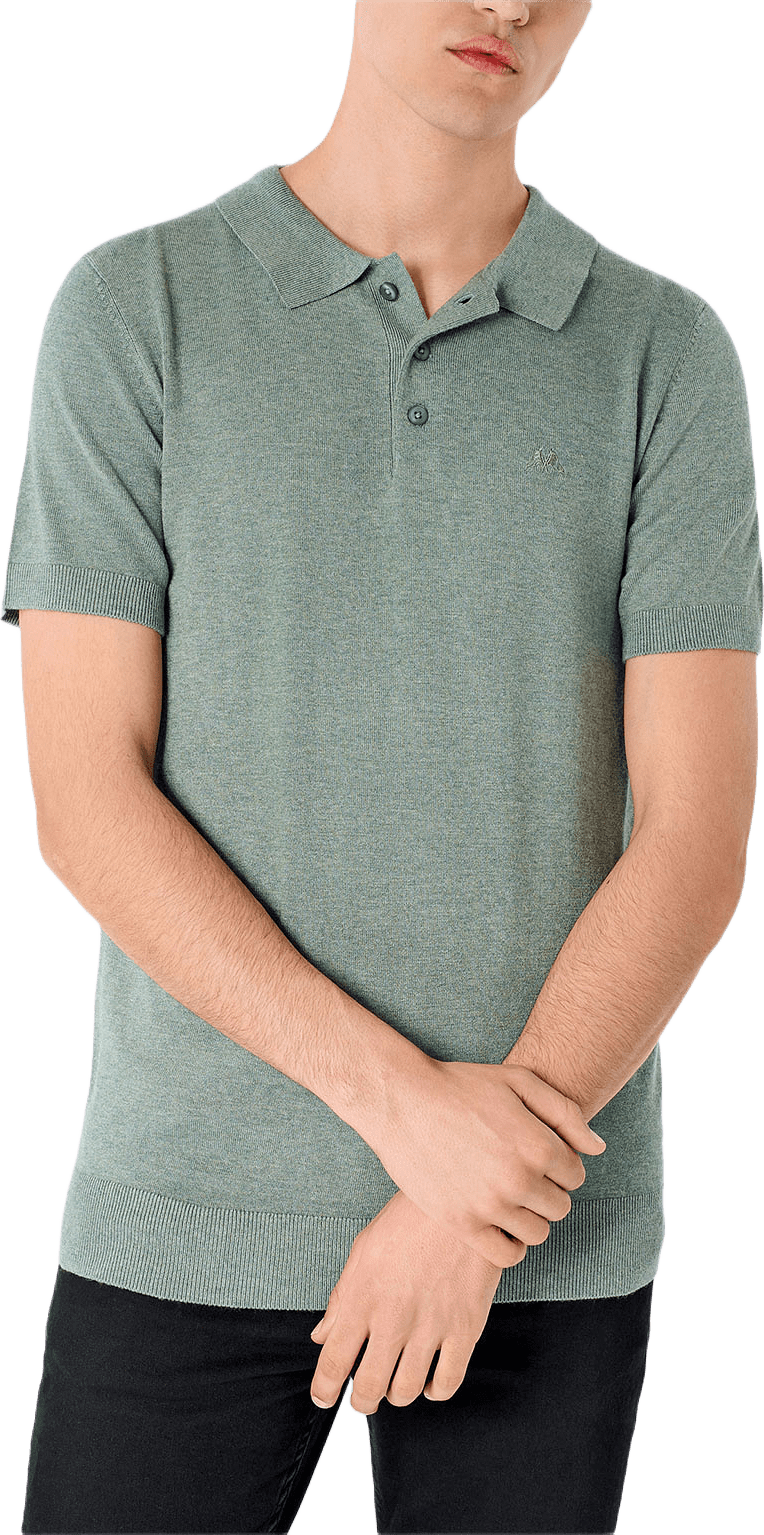 Ecovero S/S polo Knit, från Lindbergh, i färgen Jade Green Mel.