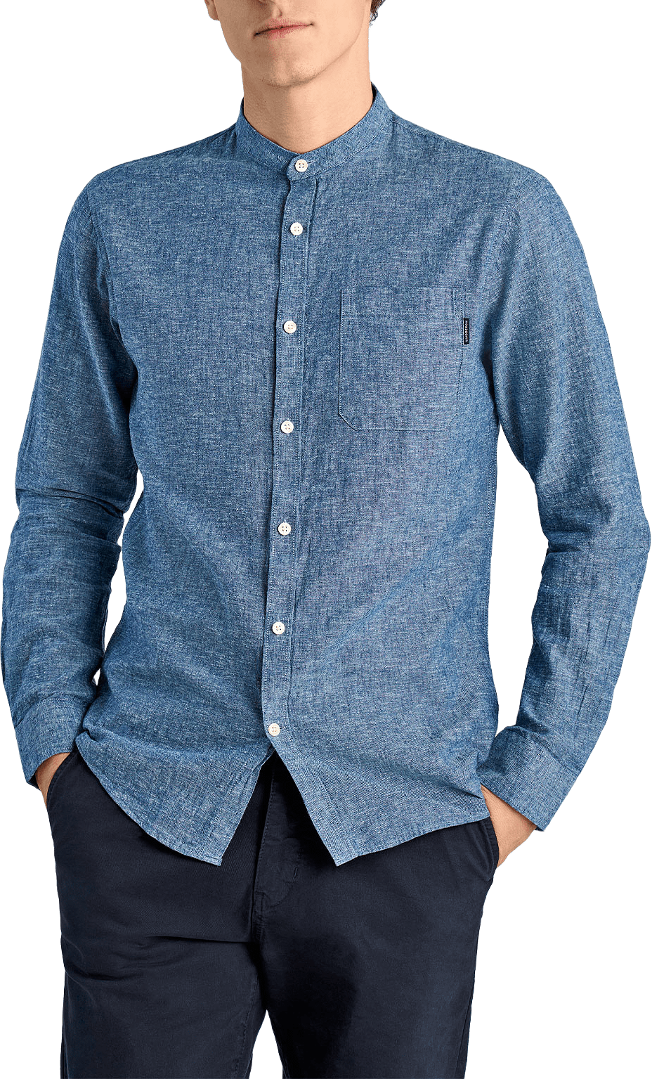 Lindbergh Cotton/linen Shirt L/S, från Lindbergh, i färgen Navy.
