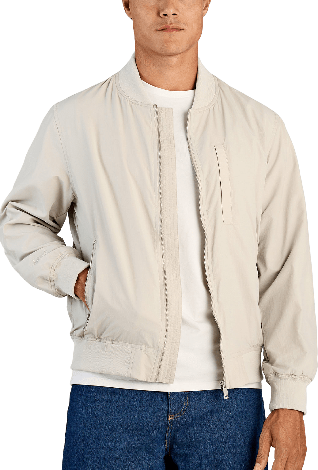 Bomber Jacket, från Lindbergh, i färgen Lt Stone Grey.