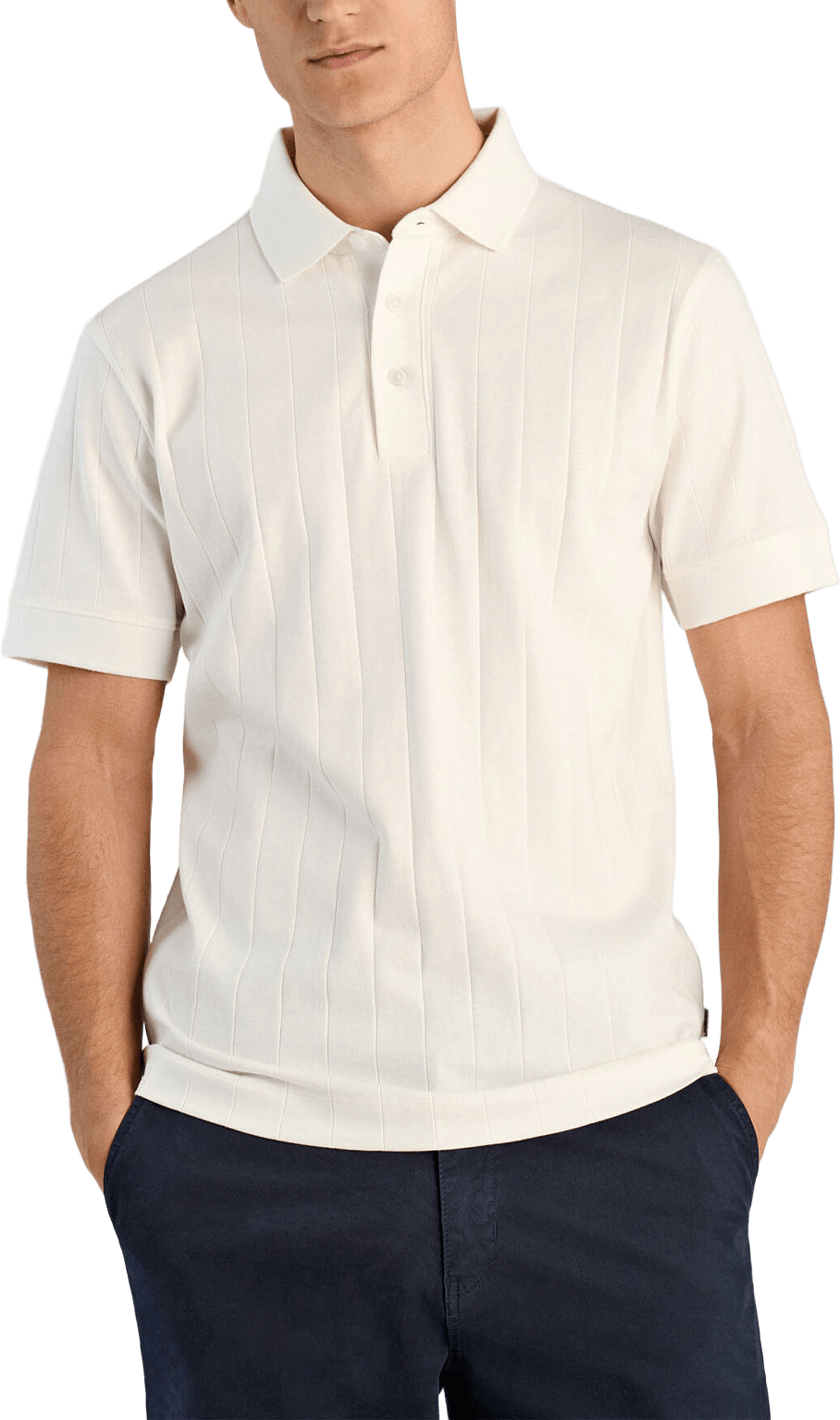 Needle drop Polo, från Lindbergh, i färgen Off White.