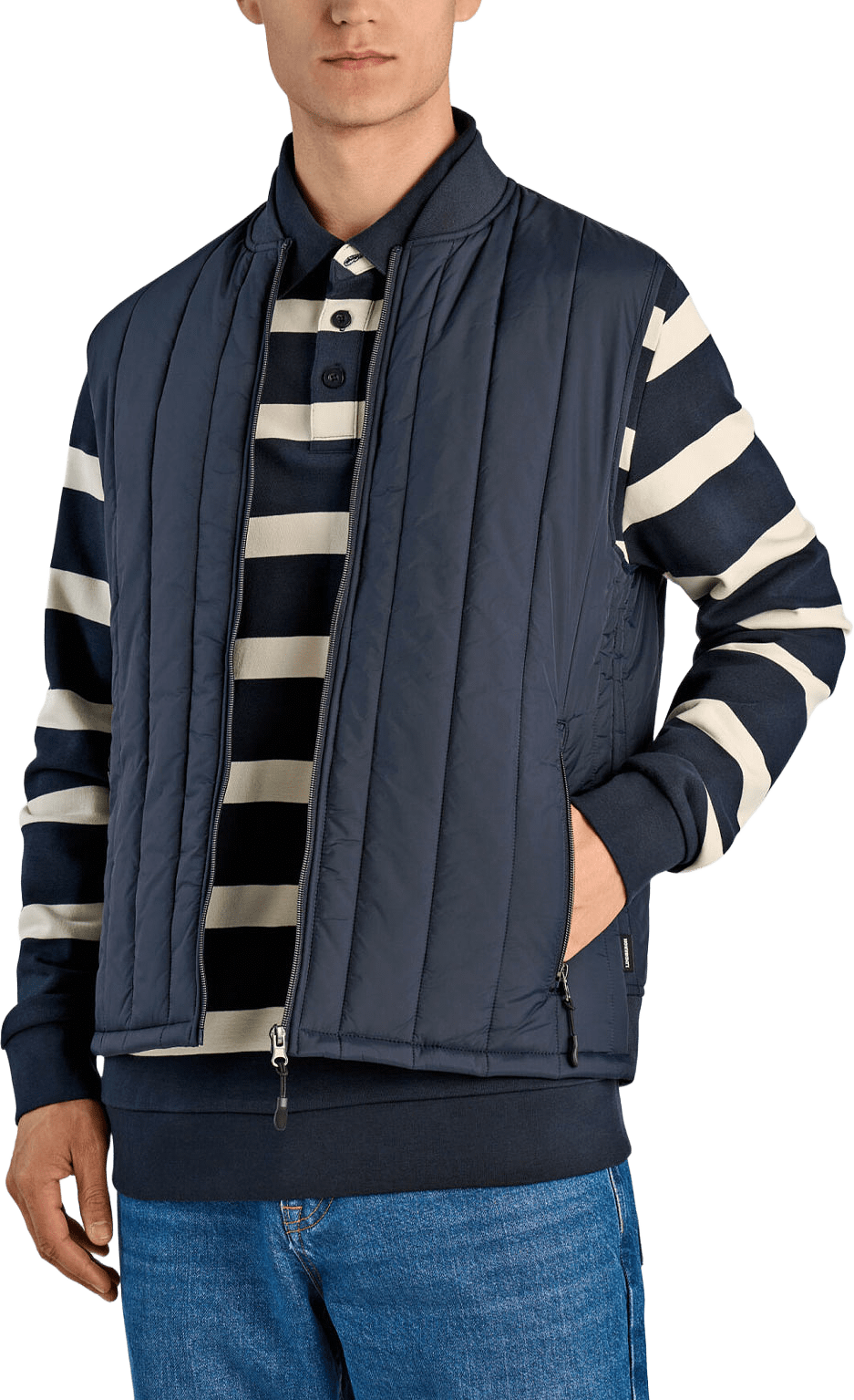 Quilted Waistcoat, från Lindbergh, i färgen Navy.