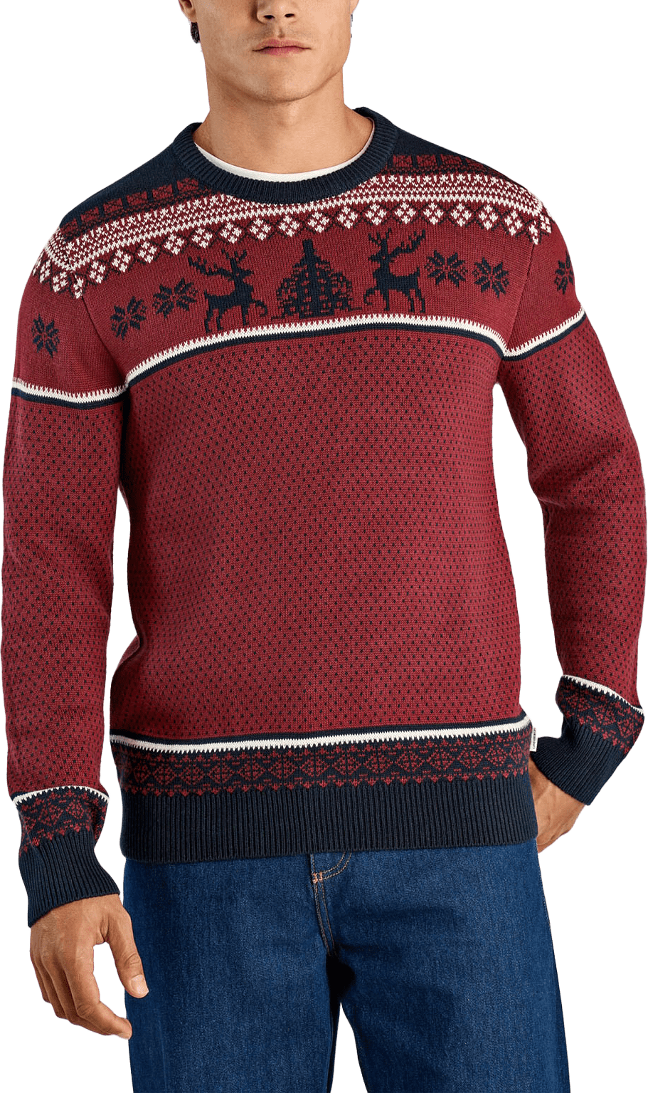 Jacquard holiday Knit, från Lindbergh, i färgen Red.