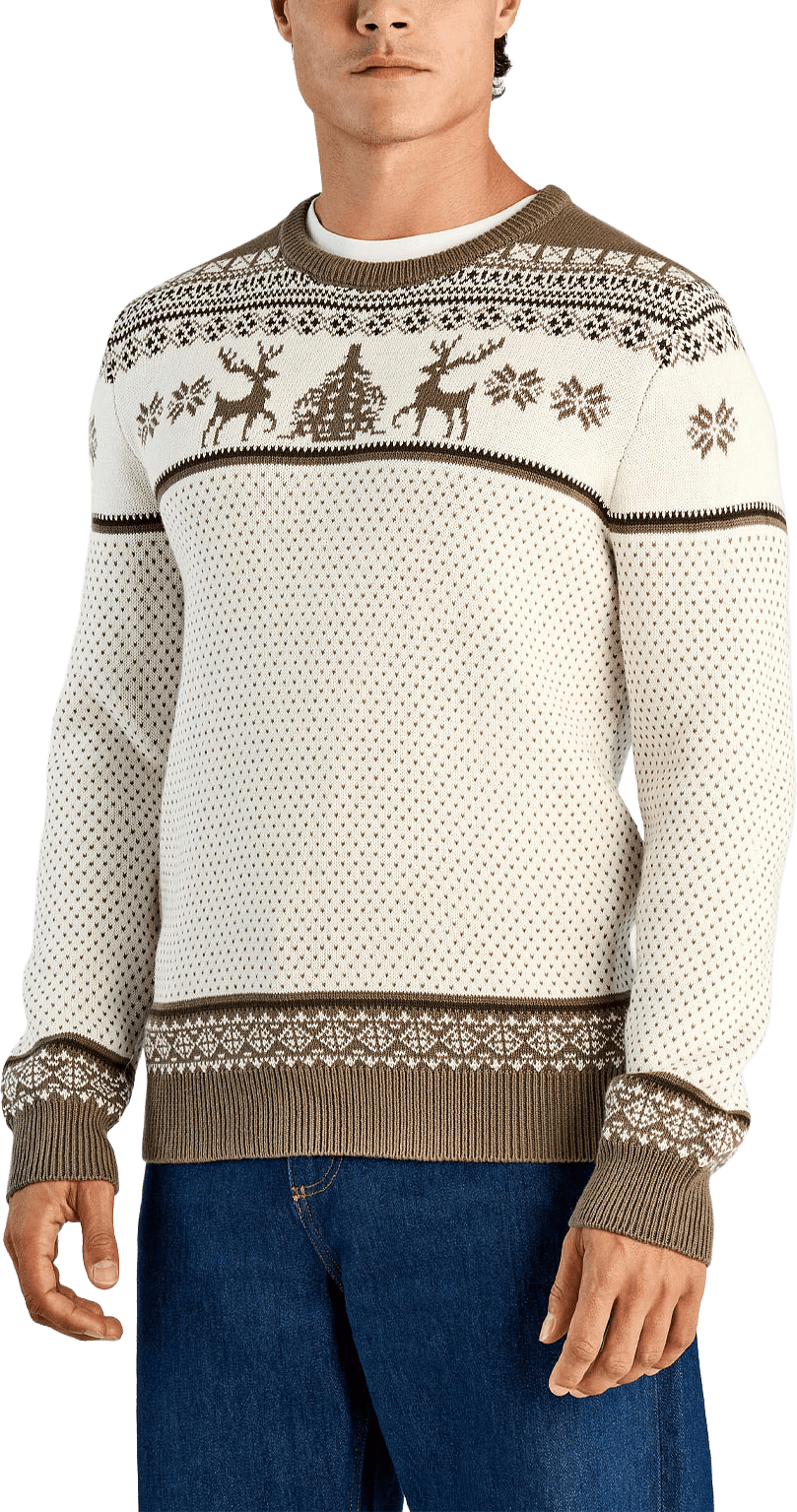 Jacquard holiday Knit, från Lindbergh, i färgen Lt Brown.